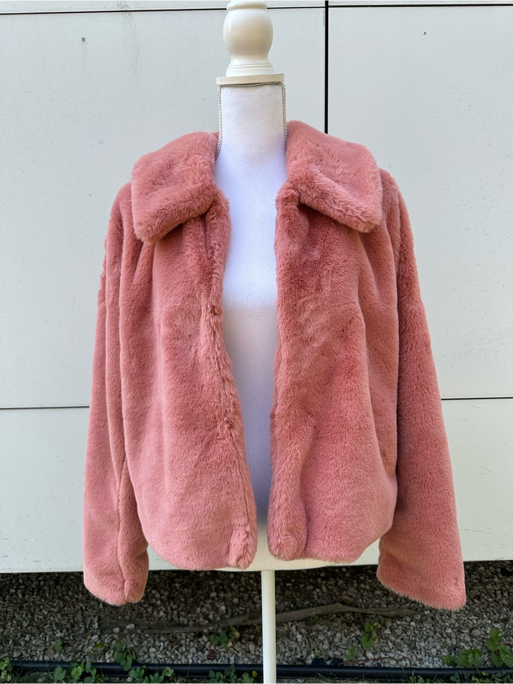 Express / Light Pastel Faux Fur Jacket Large / Retro Coquette Girl Whimsy Fair